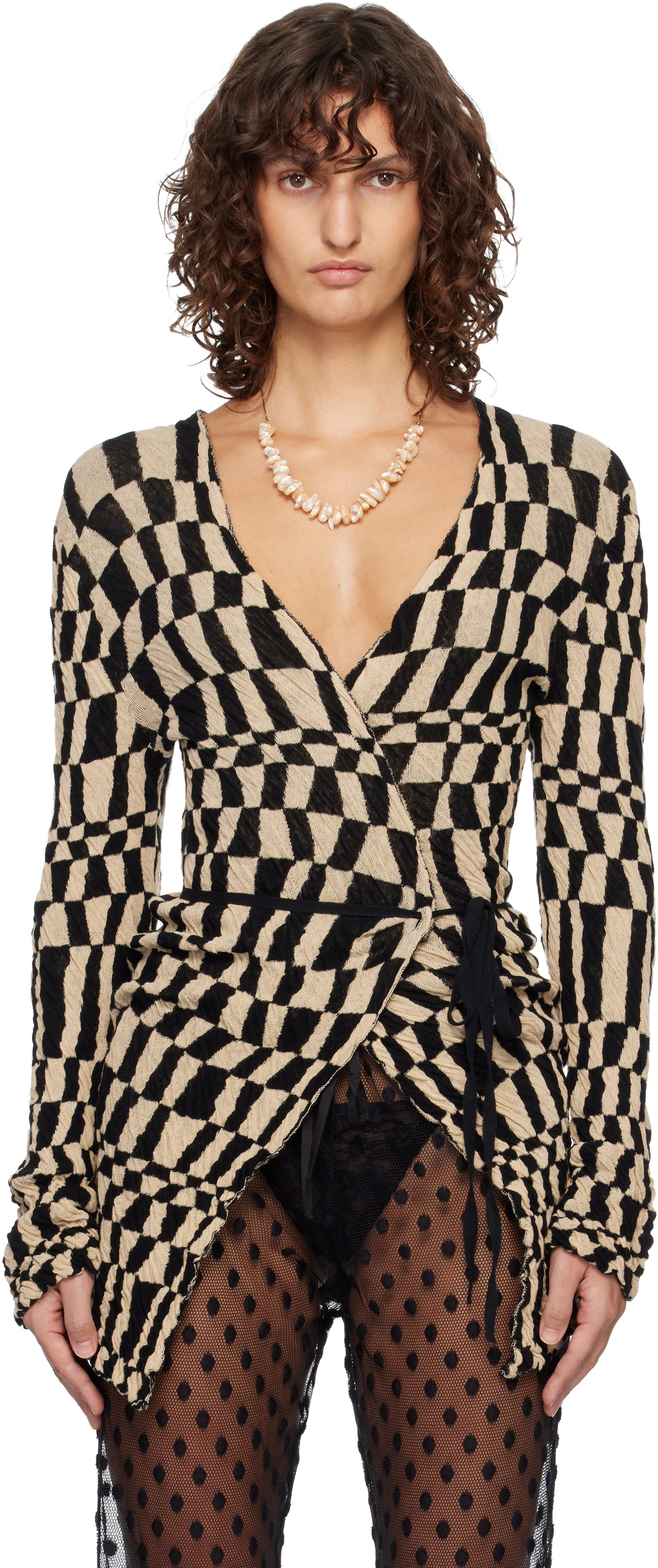 Dries Van Noten Black & Off-White Jacquard Cardigan