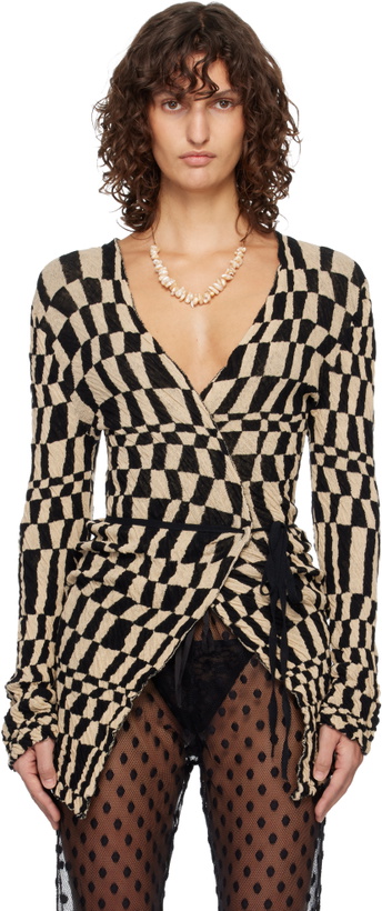 Photo: Dries Van Noten Black & Off-White Jacquard Cardigan