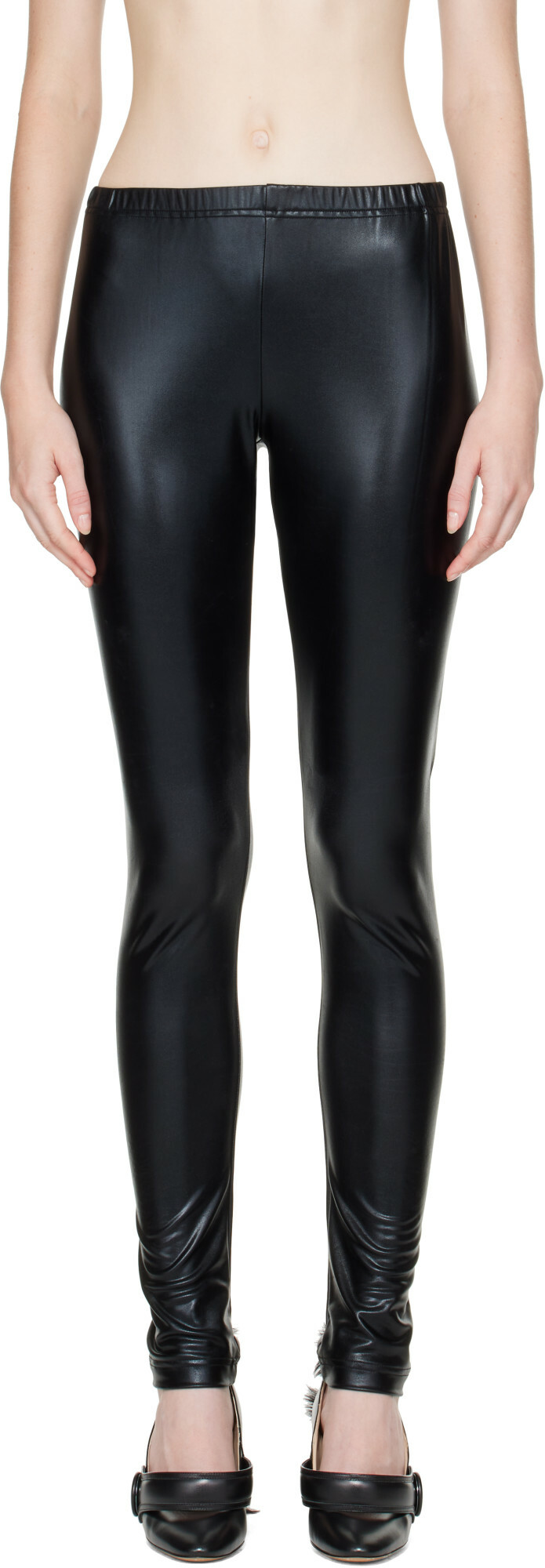 Junya Watanabe Black Nylon Stretch Leggings