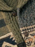 RRL - Shawl-Collar Belted Patchwork Wool-Blend Cardigan - Brown