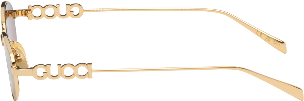 Gucci Gold Oval Frame Sunglasses