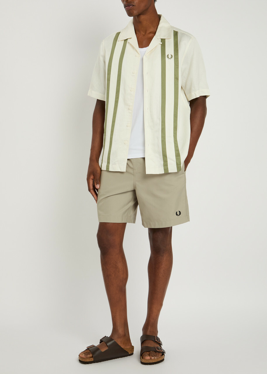 Fred Perry Logo-embroidered Shell Swim Shorts Grey
