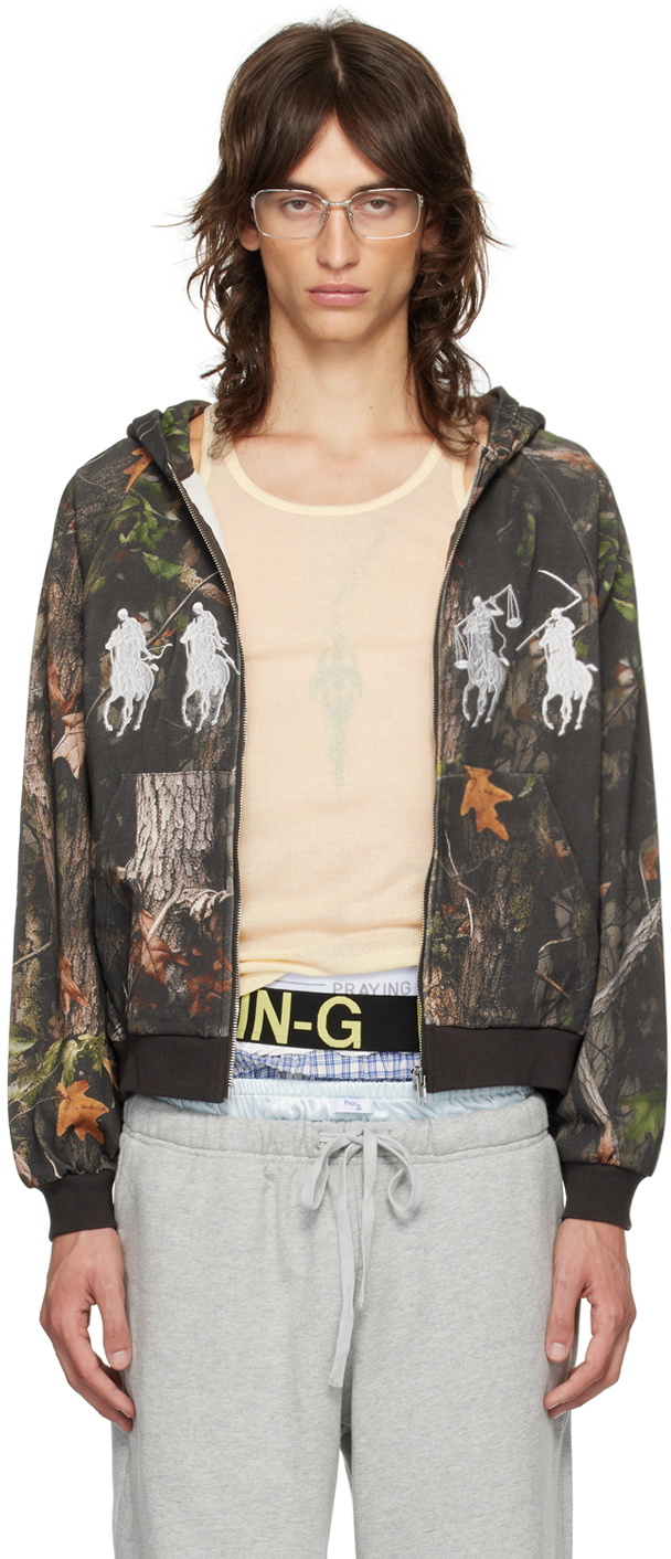 Praying ジップアップフーディ Praying Khaki Horseman Zip Hoodie Praying