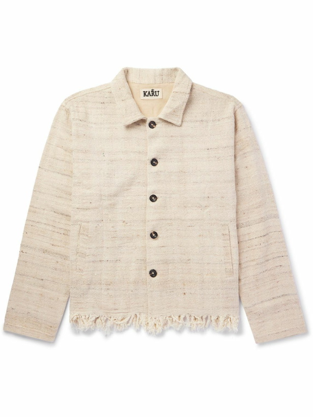 Photo: Karu Research - Cropped Fringed Cotton and Silk-Blend Jacket - Neutrals