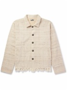 Karu Research - Cropped Fringed Cotton and Silk-Blend Jacket - Neutrals