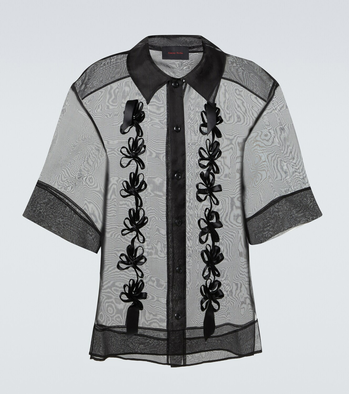 Simone Rocha Floral-appliqué sheer silk shirt Simone Rocha