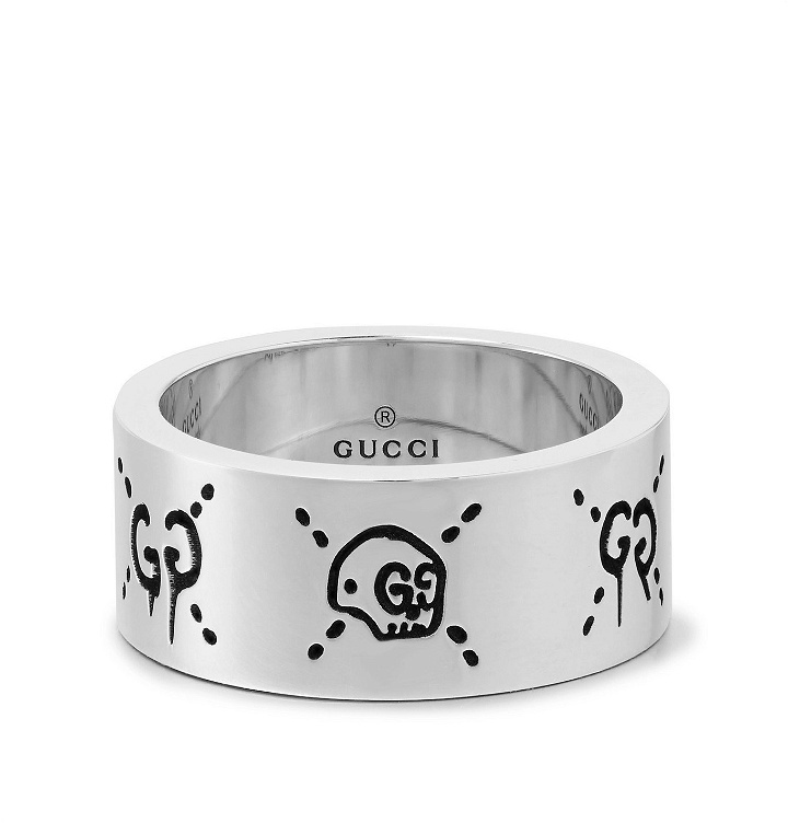 Photo: Gucci - Logo-Embossed Sterling Silver Ring - Silver