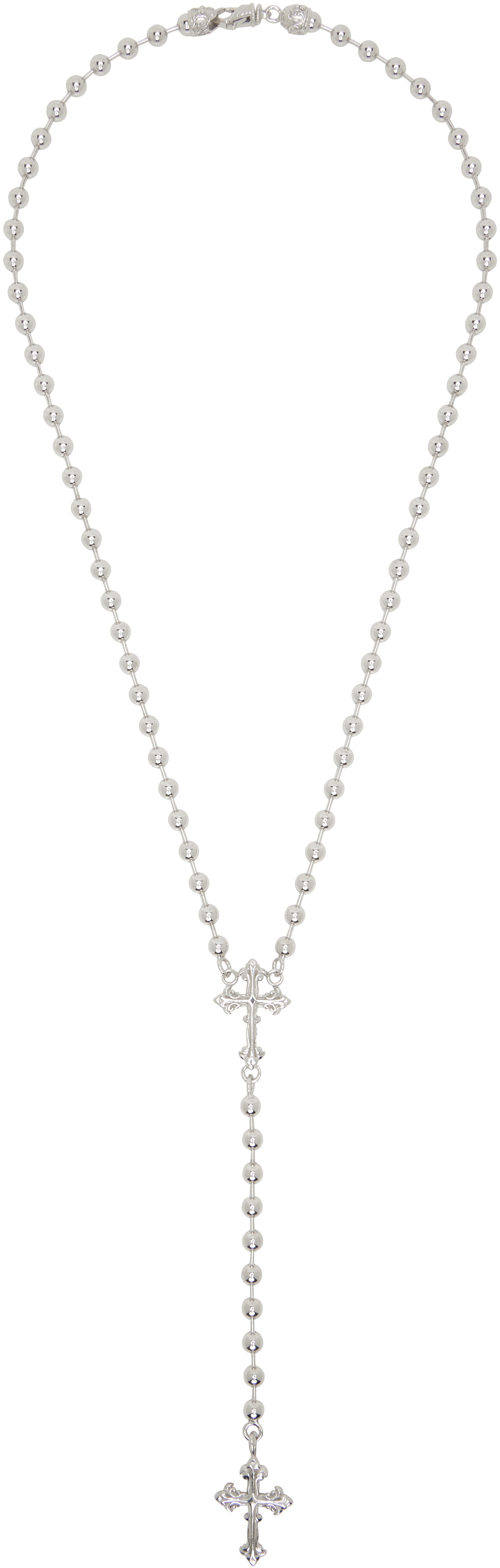 Emanuele Bicocchi Silver Beaded Rosary Necklace