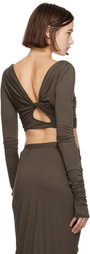 Rick Owens Lilies Taupe Porterville Jade LS Crop T-shirt