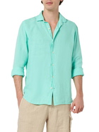 MC2 Saint Barth Man Mint Green Linen Shirt Pamplona
