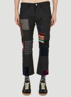 Patchwork Flared Pants in Black