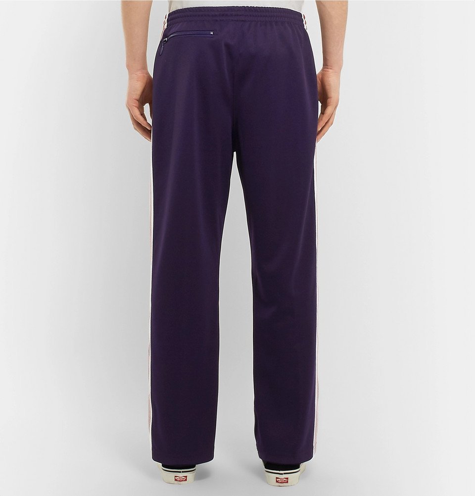 Needles - Embroidered Striped Satin-Jersey Track Pants - Purple