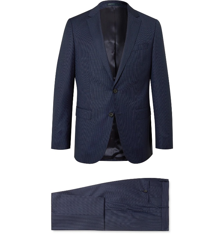 Photo: HUGO BOSS - Novan/ Ben Slim-Fit Pinstriped Virgin Wool Suit - Blue