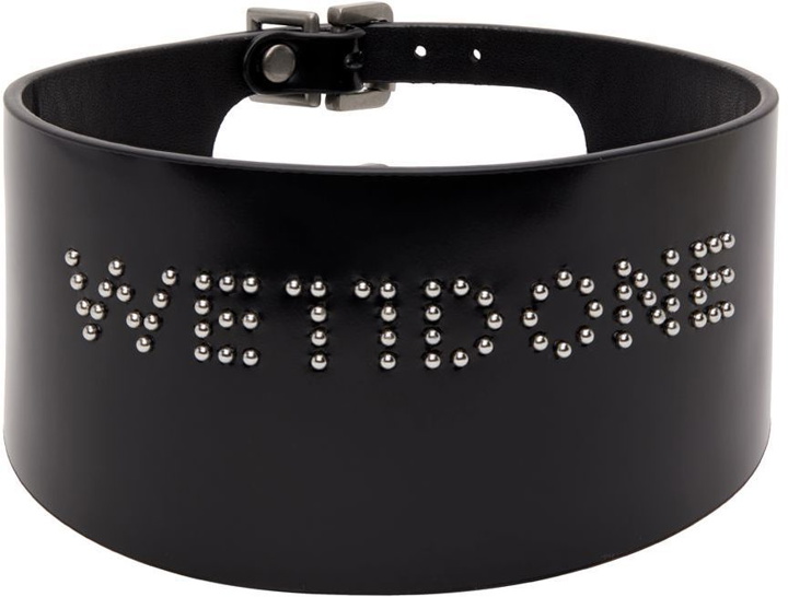 Photo: We11done Black Small Leather Logo Stud Choker