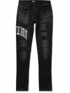 AMIRI - Skinny-Fit Logo-Appliquéd Distressed Embroidered Jeans - Black