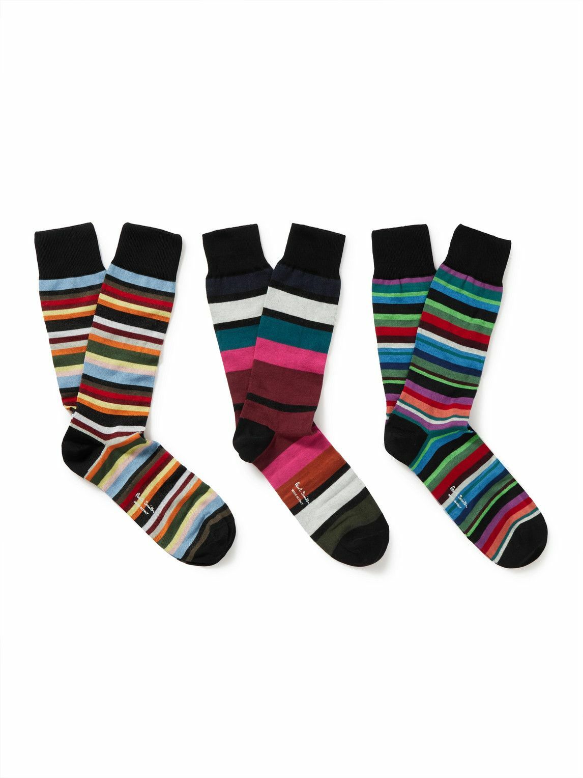 Paul Smith - Three-Pack Striped Organic Cotton-Blend Socks Paul Smith