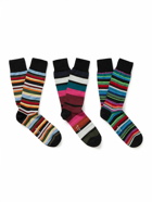 Paul Smith - Three-Pack Striped Organic Cotton-Blend Socks