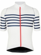 Café du Cycliste - Mona Striped Audax Stretch-Mesh Cycling Jersey - White