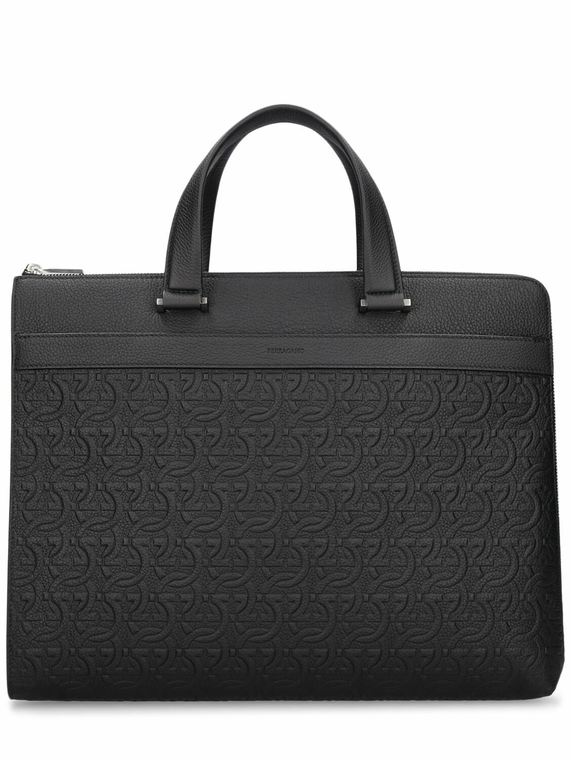 Photo: FERRAGAMO Logo Embossed Leather Briefcase