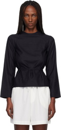 Baserange Black Long Sleeve Apron Blouse