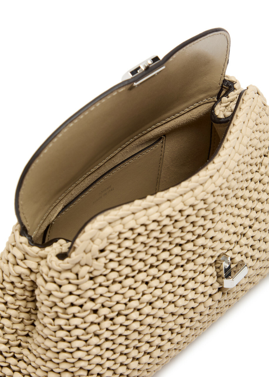 Toteme T-lock Mini Woven Leather Clutch - Cream - One Size