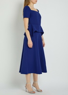 Roland Mouret Peplum-hem Crepe Midi Dress Blue