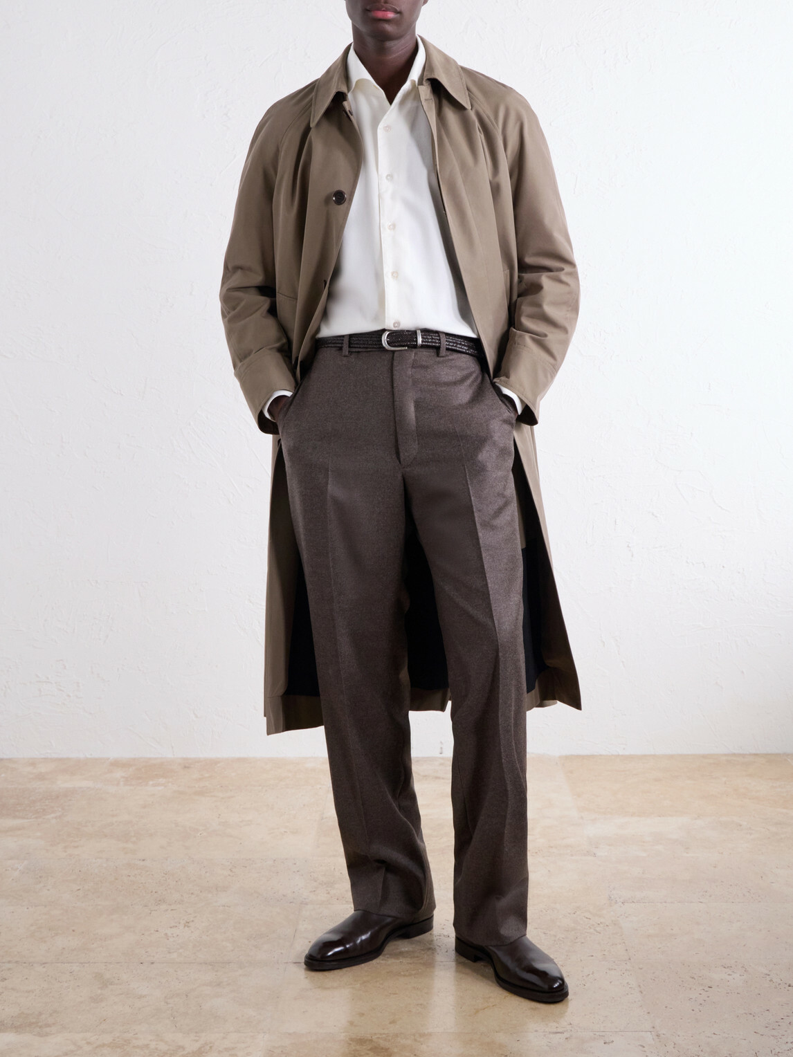 De Petrillo - Cutaway-Collar Brushed Cotton-Twill Shirt - White