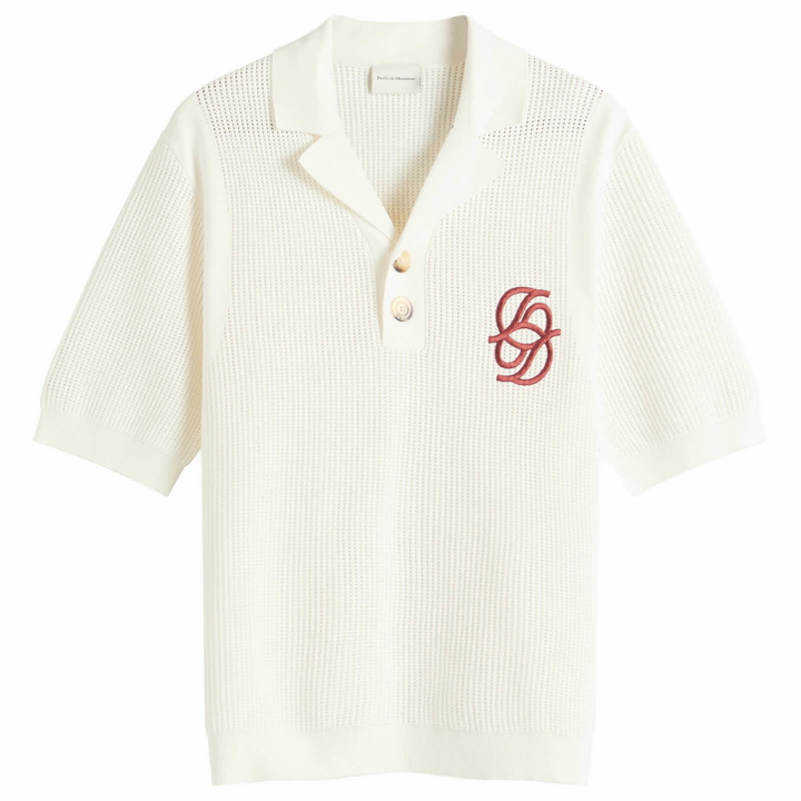 Photo: Drôle de Monsieur Men's Monogram Knit Polo in Cream