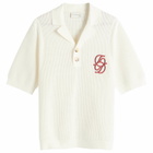 Drôle de Monsieur Men's Monogram Knit Polo in Cream