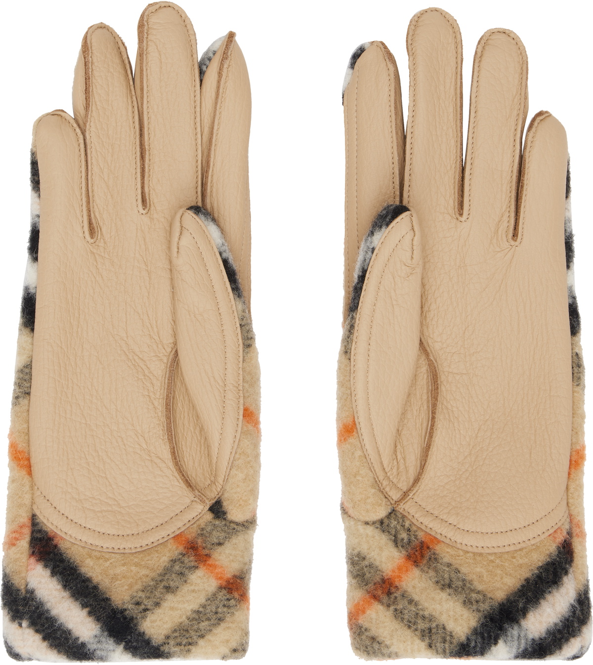 Burberry Beige Check Wool Gloves