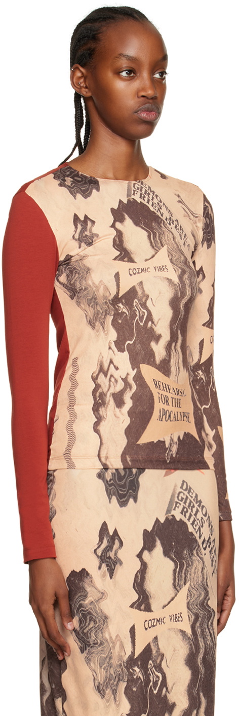 ELLISS Beige Cosmic Vibes Long Sleeve T-Shirt