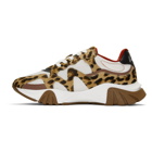Versace White and Brown Maculato Squalo Sneakers
