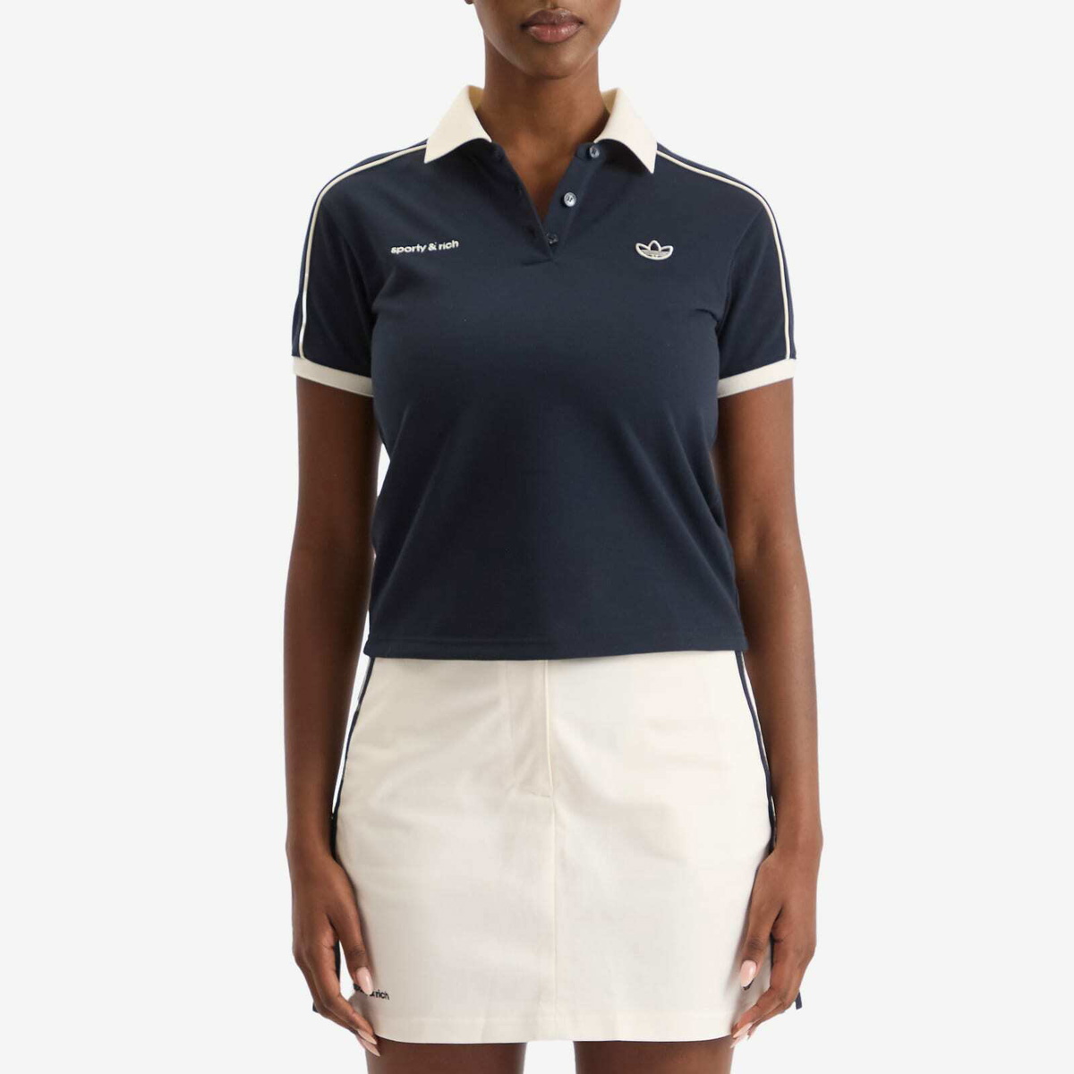 Adidas Women's x Sporty & Rich POLO T-SHIRT in Night Navy