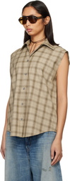 Acne Studios Beige Check Button-Up Vest