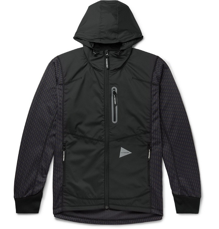Photo: And Wander - Reflective-Trimmed Fleece-Back Shell and Jacquard-Knit Hooded Jacket - Charcoal