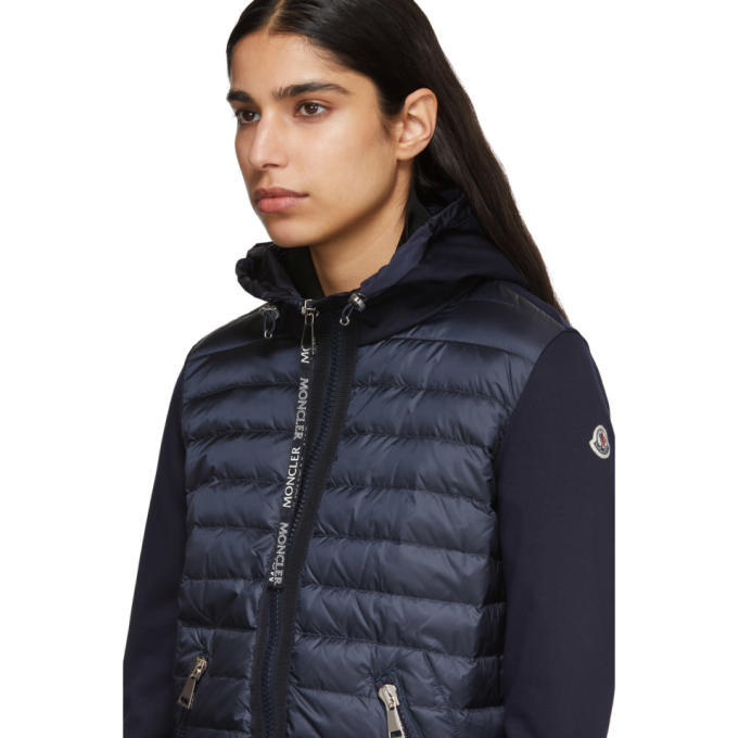 Moncler long down store knit combo jacket