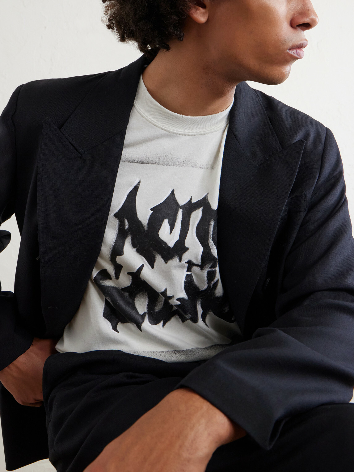 Acne Studios - Logo-Print Distressed Cotton-Blend Jersey T-Shirt - White