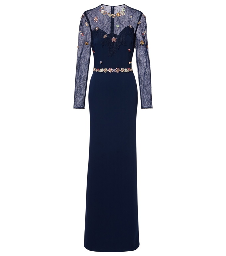 Photo: Costarellos Embellished lace-trimmed gown