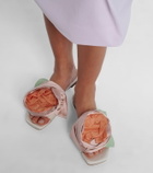Simone Rocha Floral-appliqué satin slides