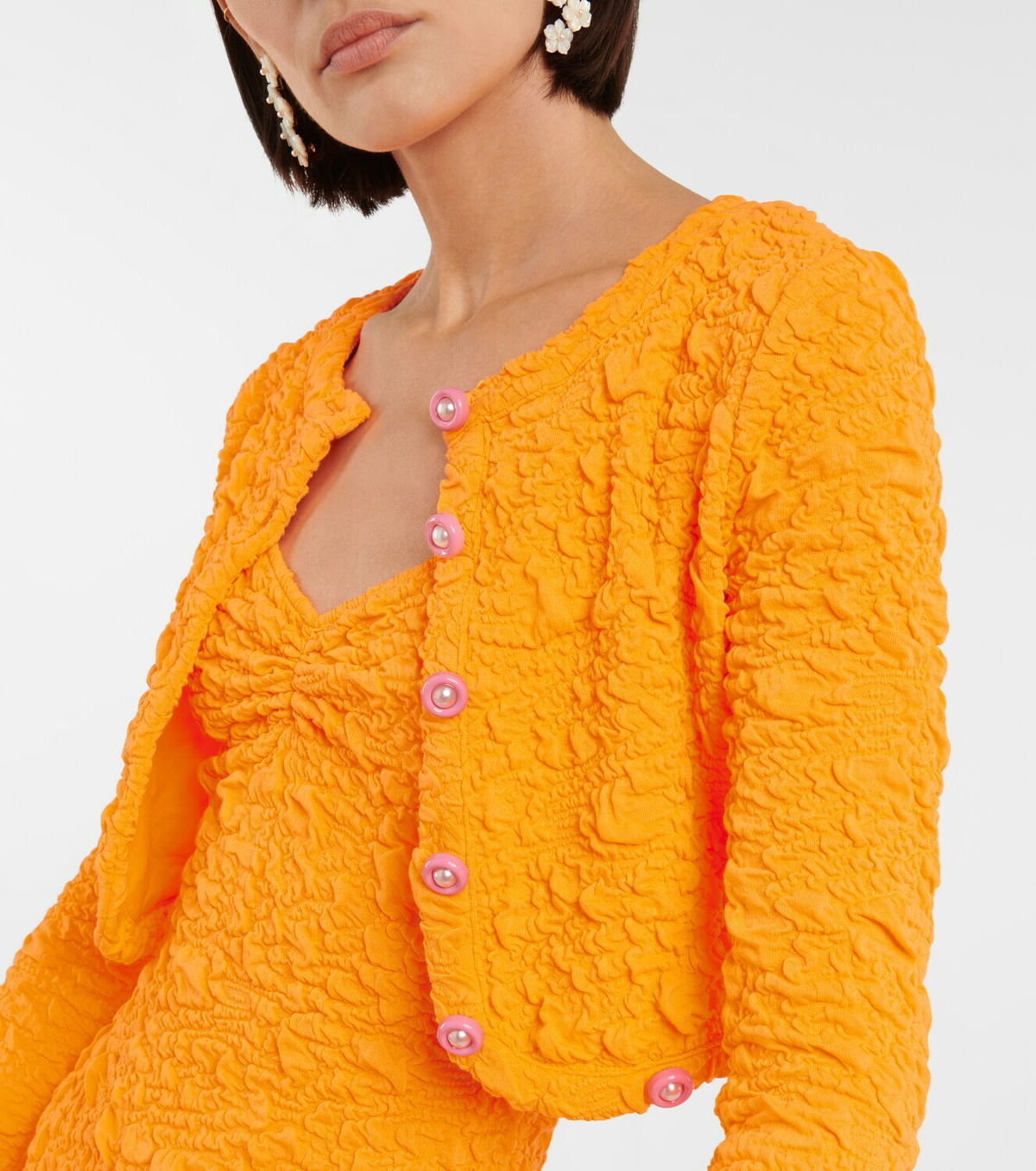 LoveShackFancy Senina crinkled cropped cardigan