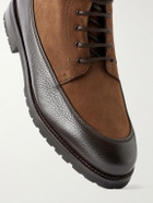 MORJAS - Country Leather-Trimmed Nubuck Lace-Up Boots - Brown