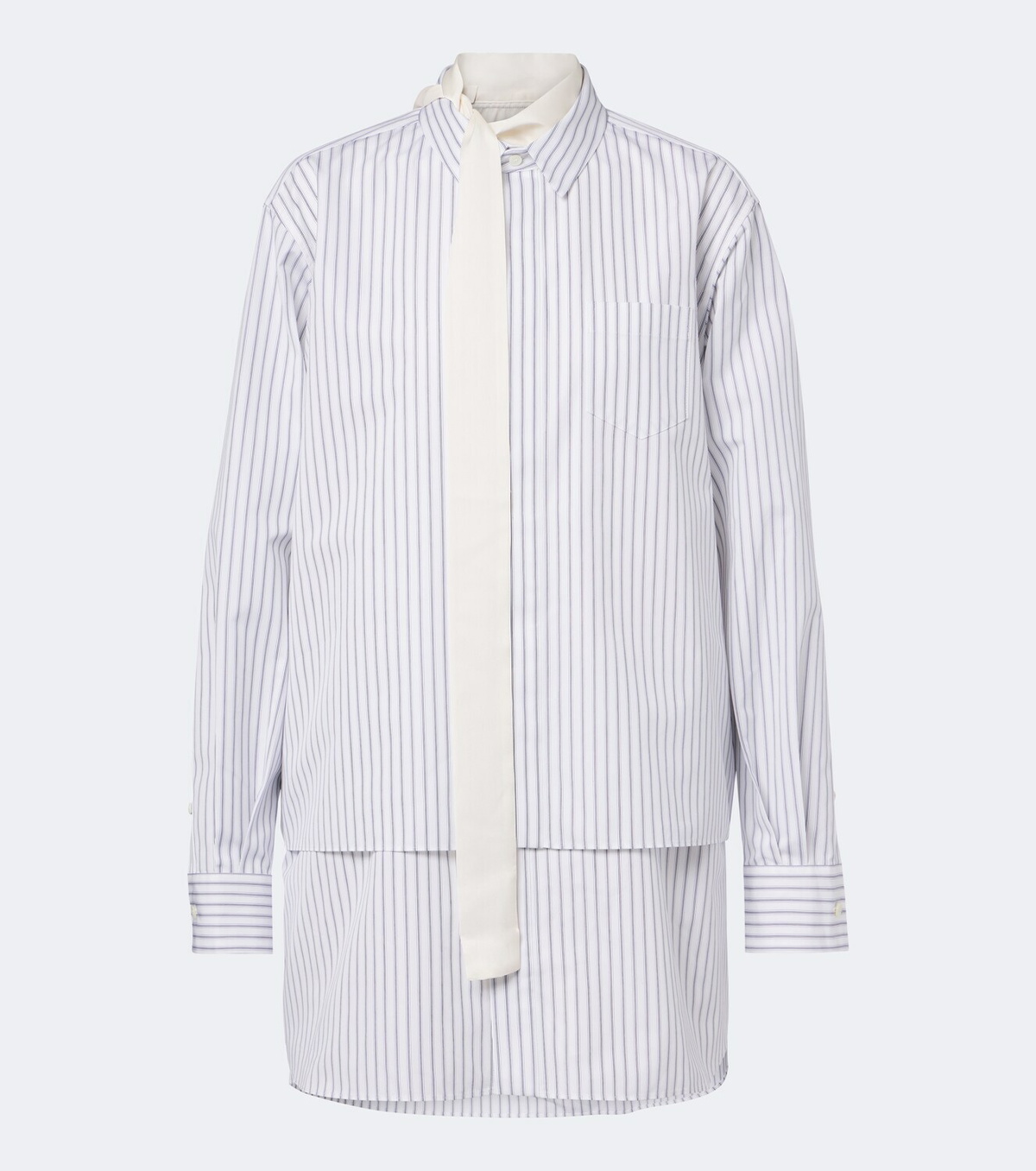 Sacai Layered striped cotton-blend poplin shirt