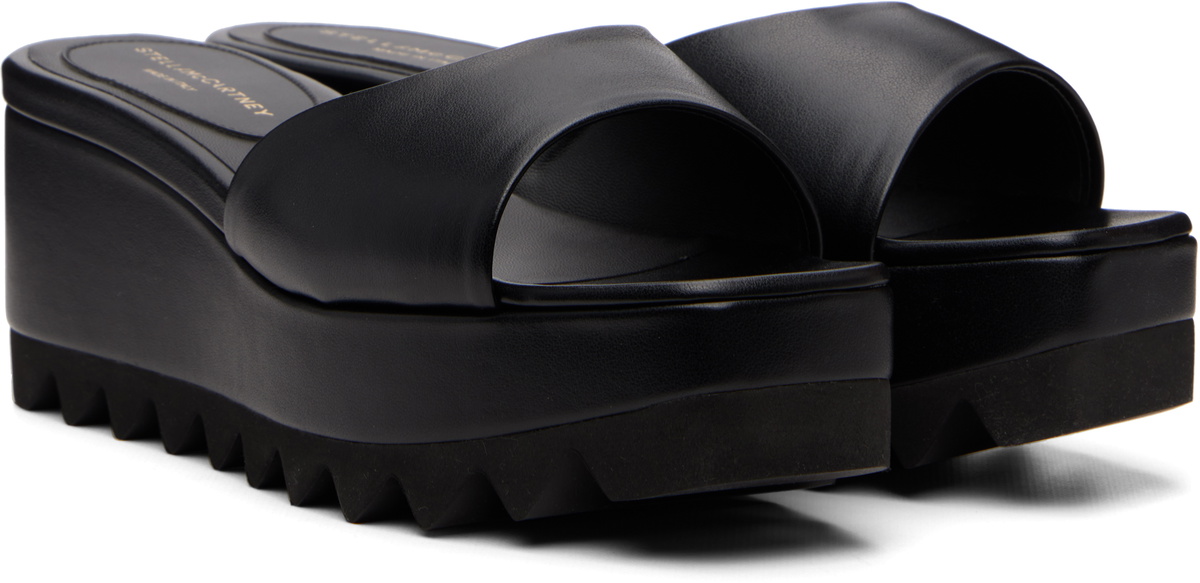 Stella McCartney Black Sneak-Elyse Wedge Slide Sandals