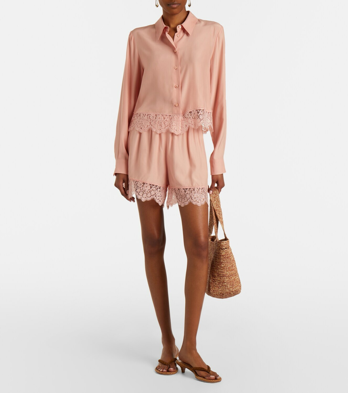 Stella McCartney Floral lace-trimmed silk shirt