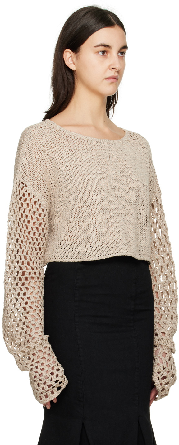 lesugiatelier Beige Off-The-Shoulder Sweater