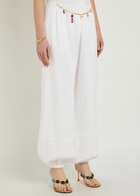 Stella Mccartney Embellished-chain Balloon-leg Cotton Trousers White