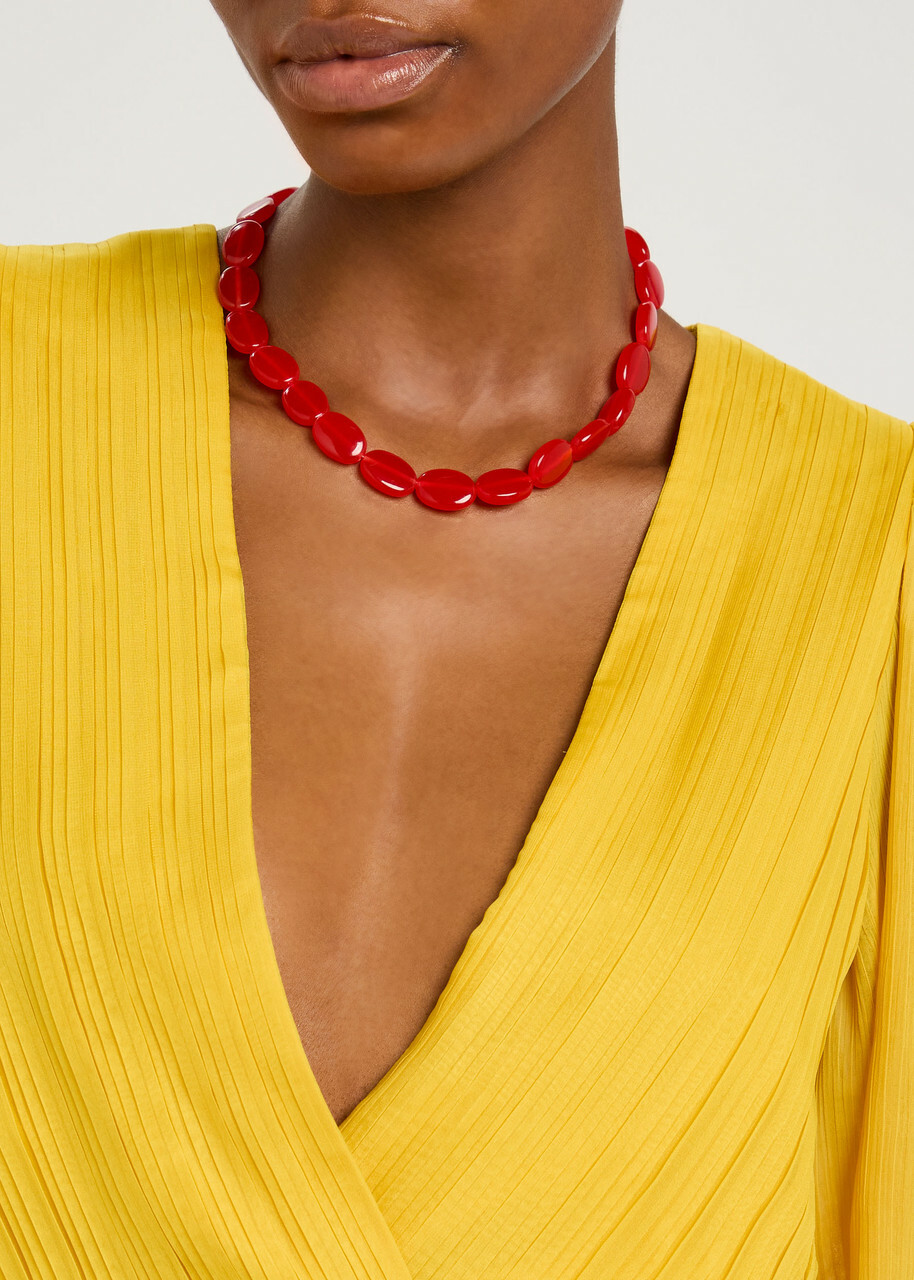 Completedworks Beaded Agate Necklace - Red - One Size