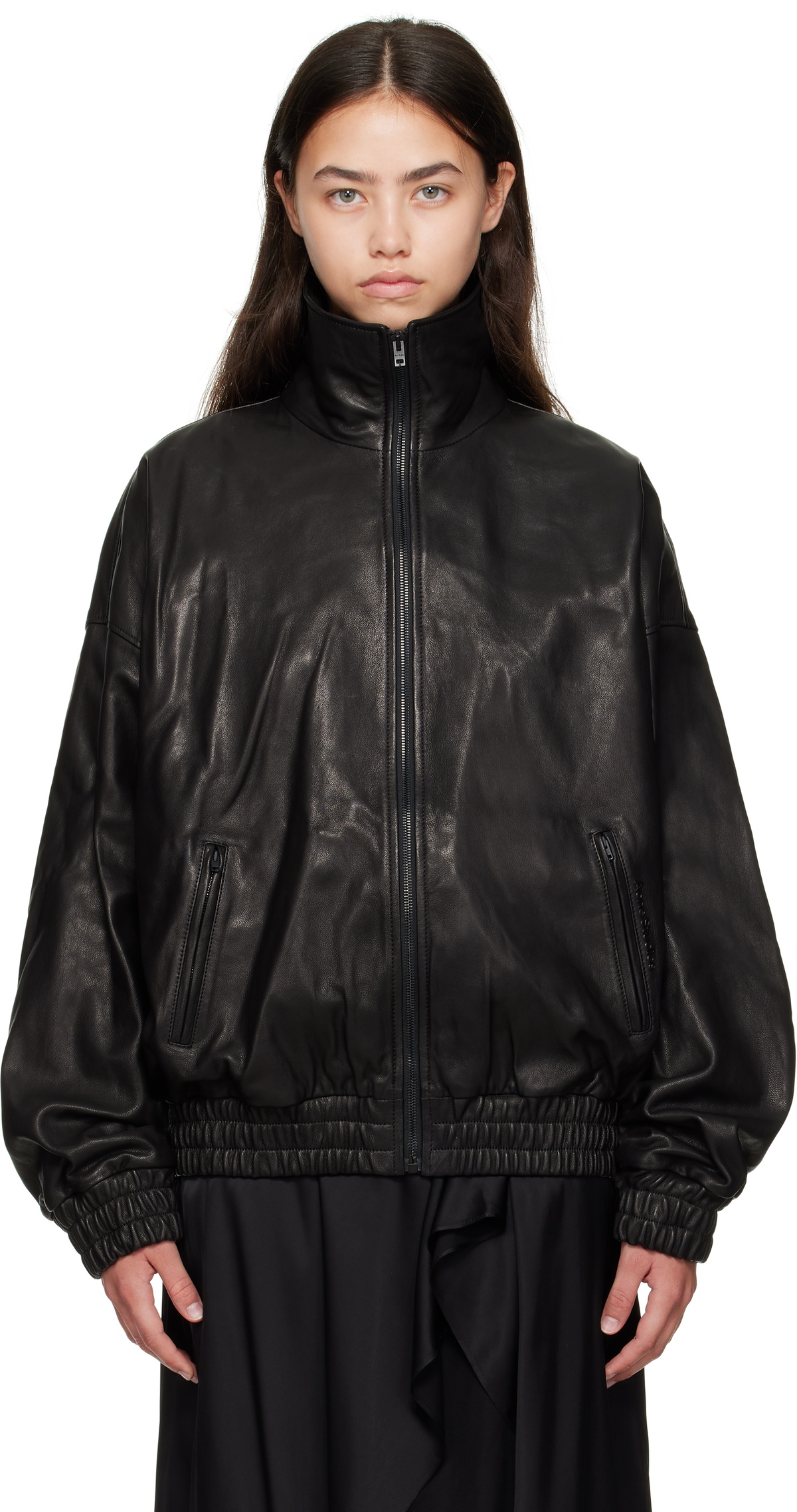 Acne Studios Black Zip Leather Jacket