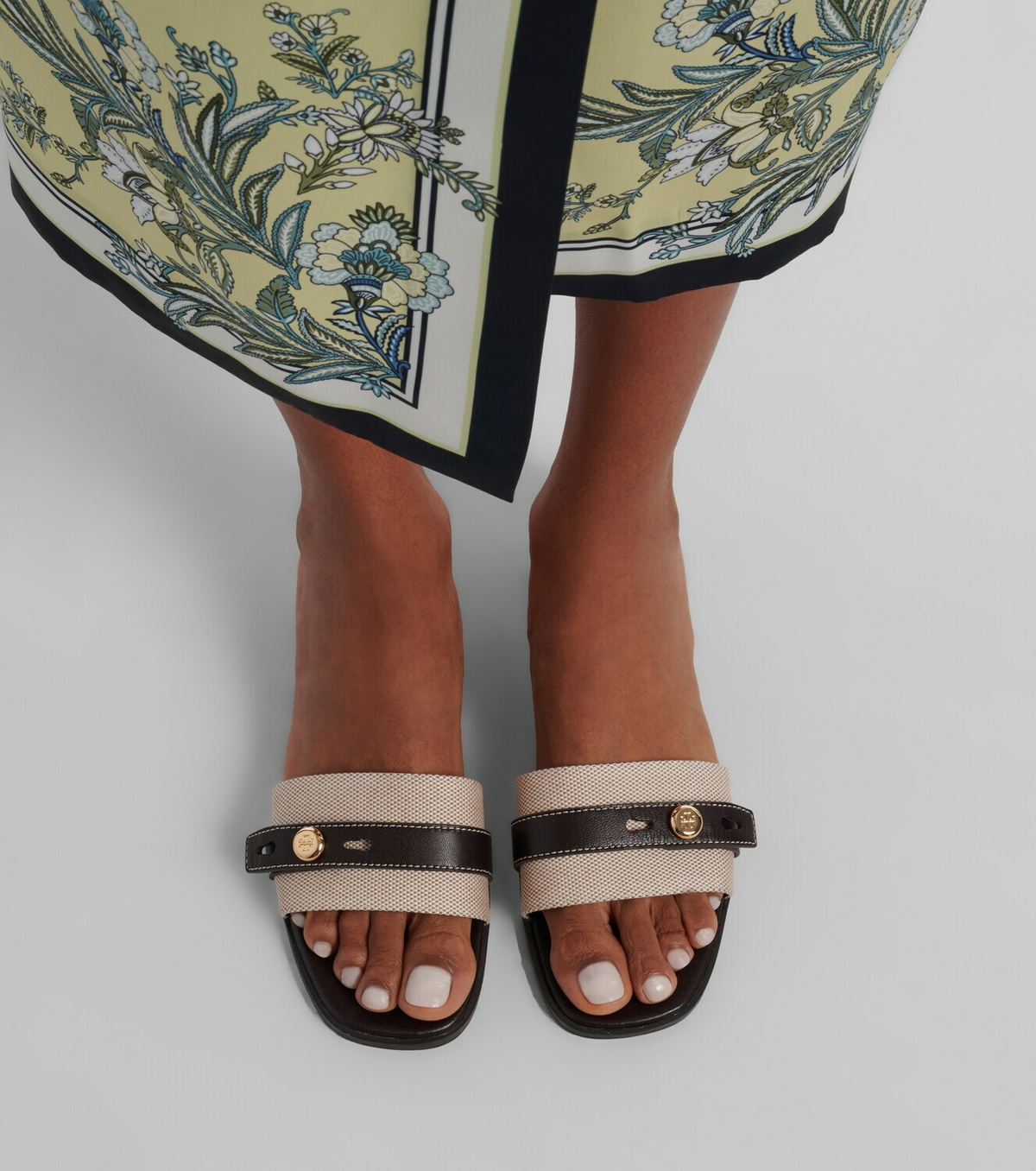 Tory Burch Romy canvas and leather slides