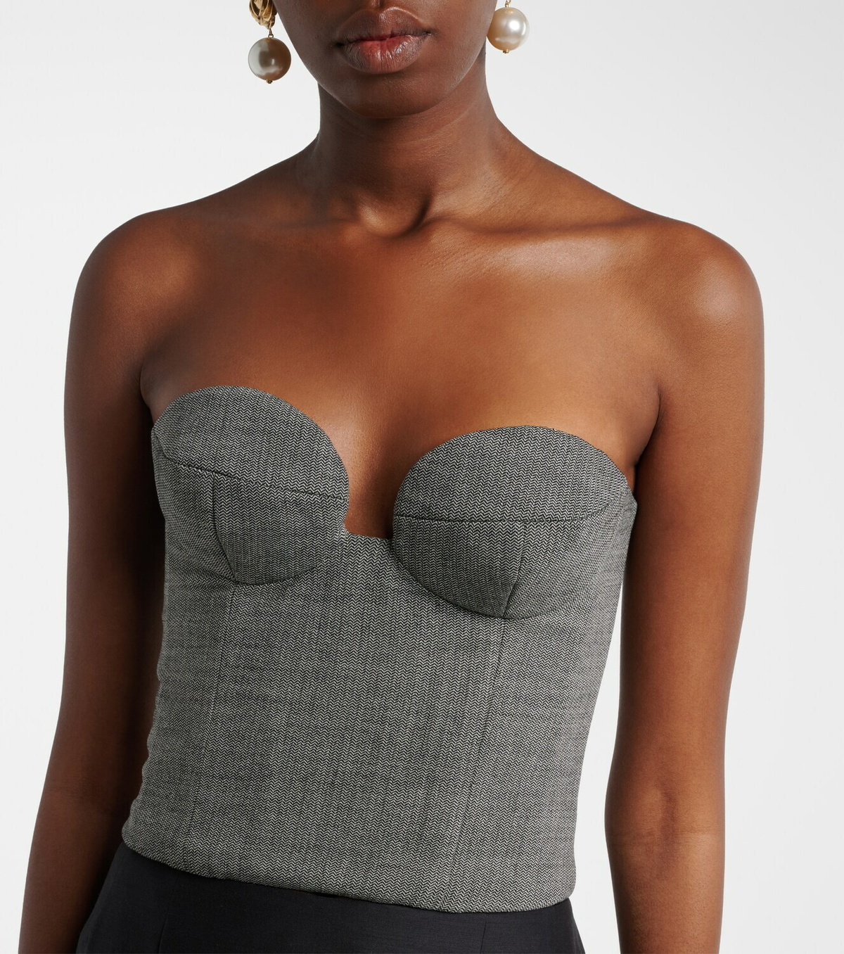 Magda Butrym Herringbone wool-blend bustier top